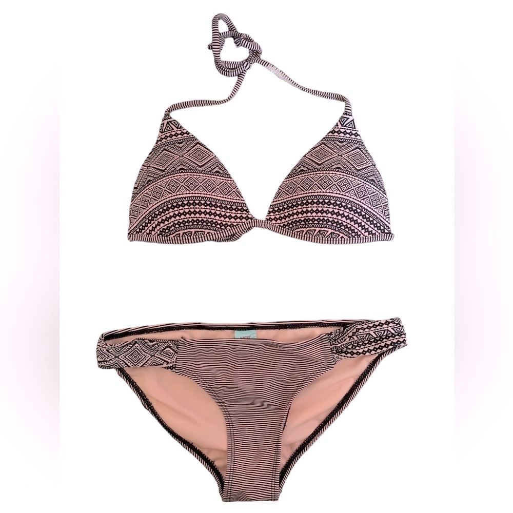 Hot Water Pink Black Southwest Aztec Push Up Bikini Hipster Bottom Size Medium